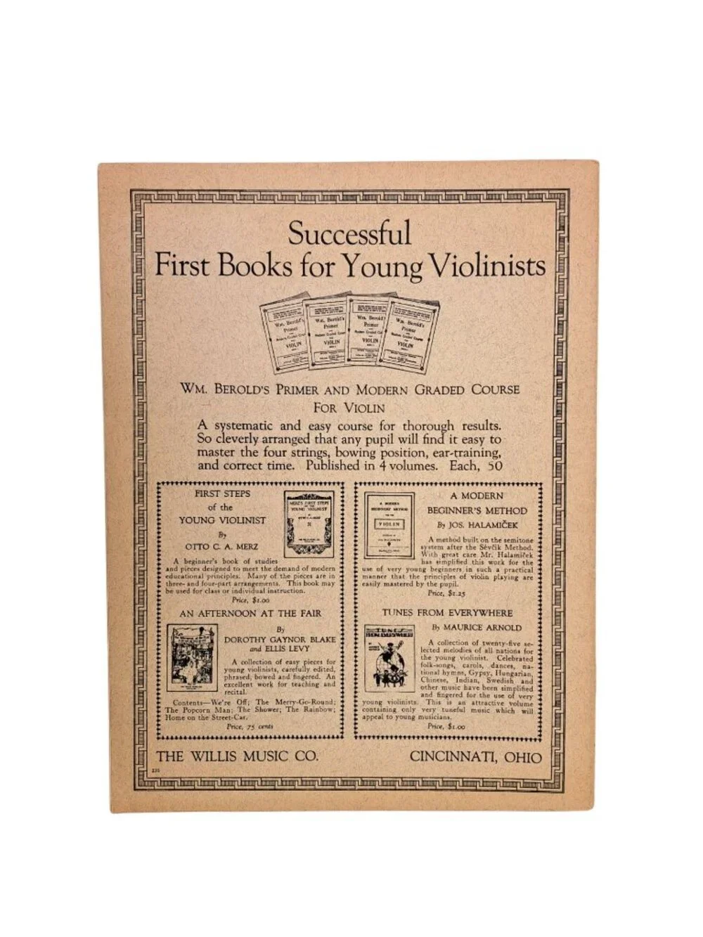 Vintage Wm. Berold's Piano Course Book 1 Beginner Etudes & Studies Easy 1914